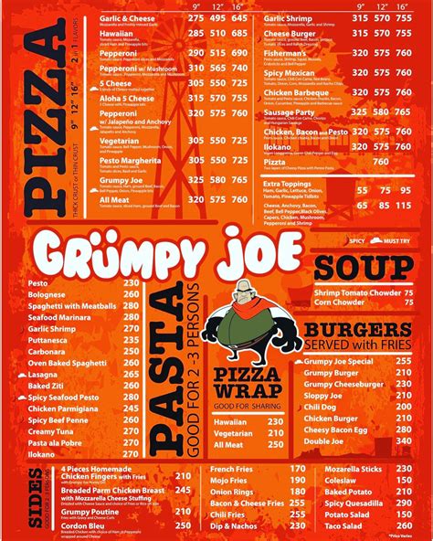 grumpy joe's menu|roasting jacks the wedge menu.